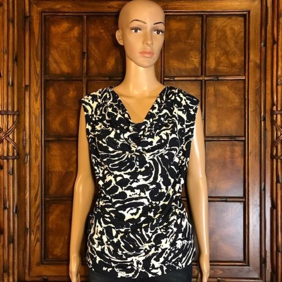 Jones New York Abstract Drape Front Sleeveless Top - Picture 1 of 12